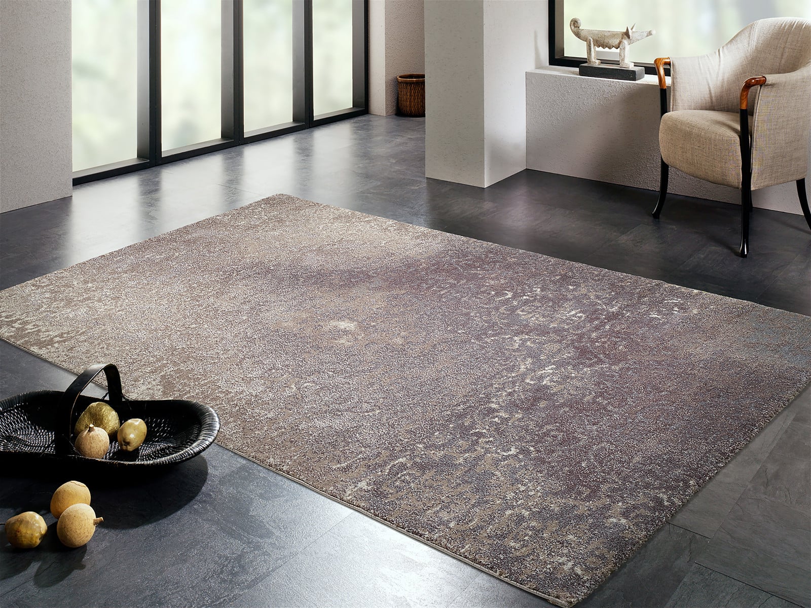 home24 Laagpolig vloerkleed Palmara Isle beige/violet B: 65 cm, L: 130 cm, polypropyleen