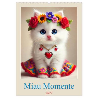 Miau Momente (Wandkalender 2027 DIN A2 hoch), CALVENDO Monatskalender