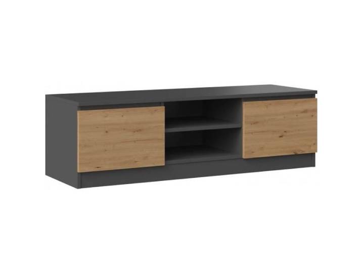 TIVOLI - Meuble TV style moderne - 120x40x36cm - 2 niches + 2 portes - Rangement matériel télé/audio