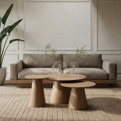 Couchtisch Oganto 3er-Set - Ø45/60/80 cm, Eiche Natur - FSC-zertifiziert