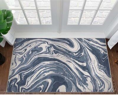 Well Woven Abstract Harmony Modern Boho Marble Flat-Weave Area Rug