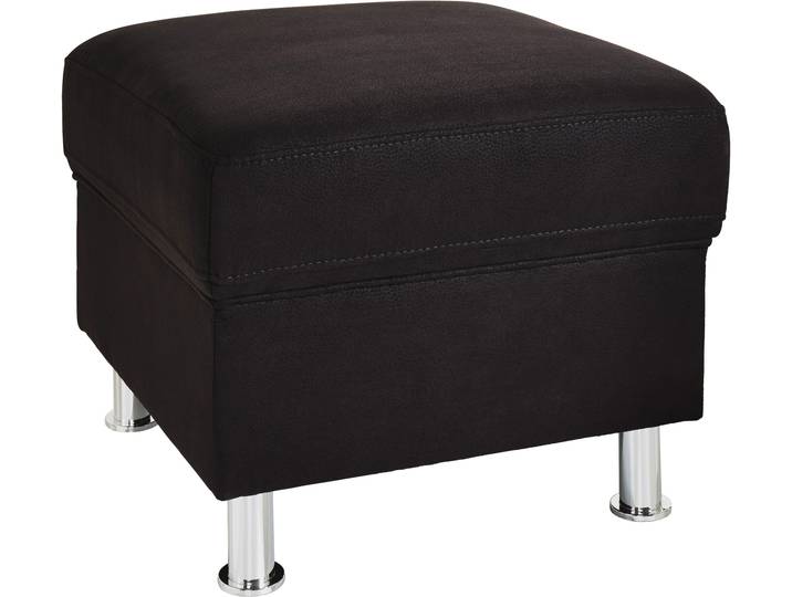 Hocker, 55x46 cm, Luxus-Microfaser & NaturLeder, Anthrazit, Modern, SIT & MORE