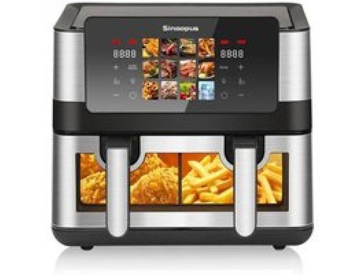 Heißluftfritteuse12 Anwendungsprogramme Heissluftfritteuse mit Sichtfenster Air Fryer 2 Kammern Touchscreen Max 200℃