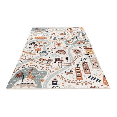 Kinderteppich OBSESSION "My Greta 622", bunt, B:115cm H:6mm L:170cm, Baumwolle, Teppiche, Kinderteppich, bedruckt, mit Straßen Motiv, waschbar, mit Fransen, Kinderzimmer