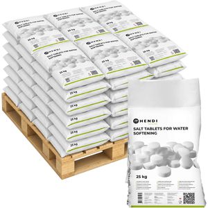 Hendi Salztabletten für Enthärtungsanlagen, DIN973 Typ A, Tabletten, 99,9% NaCl Siedesalz, Palette, 40 Sack à 25 kg