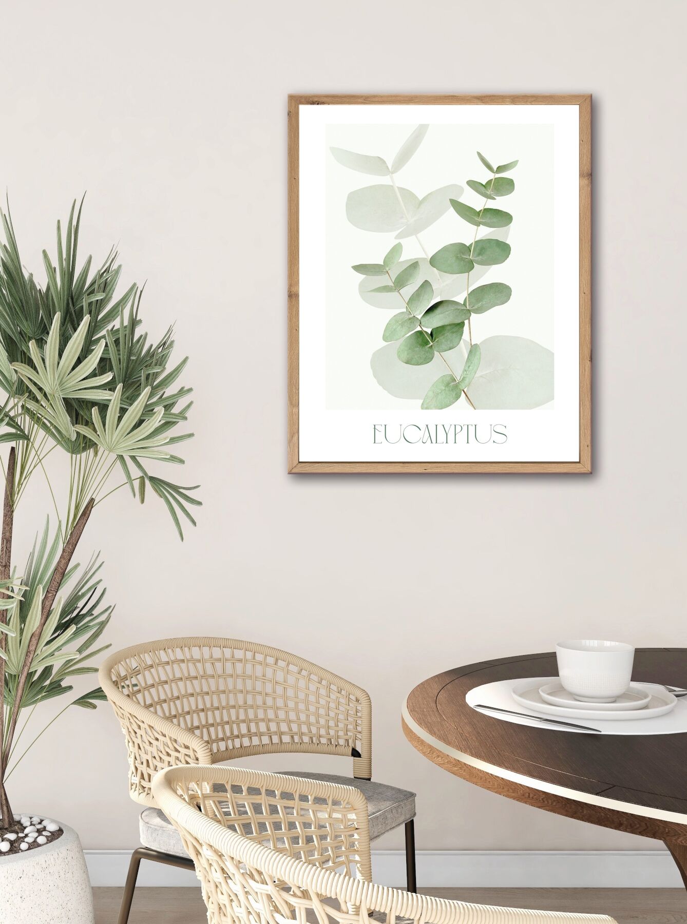 Bild mit Rahmen BÖNNINGHOFF "Wandbild gerahmt EUCALYPTUS 40x50 cm – Botanik Wanddeko Boho Scandi", farbe rahmen: artisan, farbe bild(er): grün, weiß, B:50cm H:40cm T:2,1cm, MDF, Papier, Bilder, Bild mit Rahmen, mit dekorativem Rahmen farbe rahmen: artisan