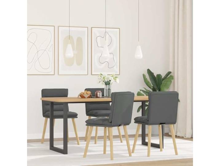 KGHFDVB 4 STK Esszimmerstühle Dunkelgrau Stoff mit Metall Und Holz Gestell Atmungsaktiver Stoff, Schaumstoffpolster, stabil, vielseitig nutzbar