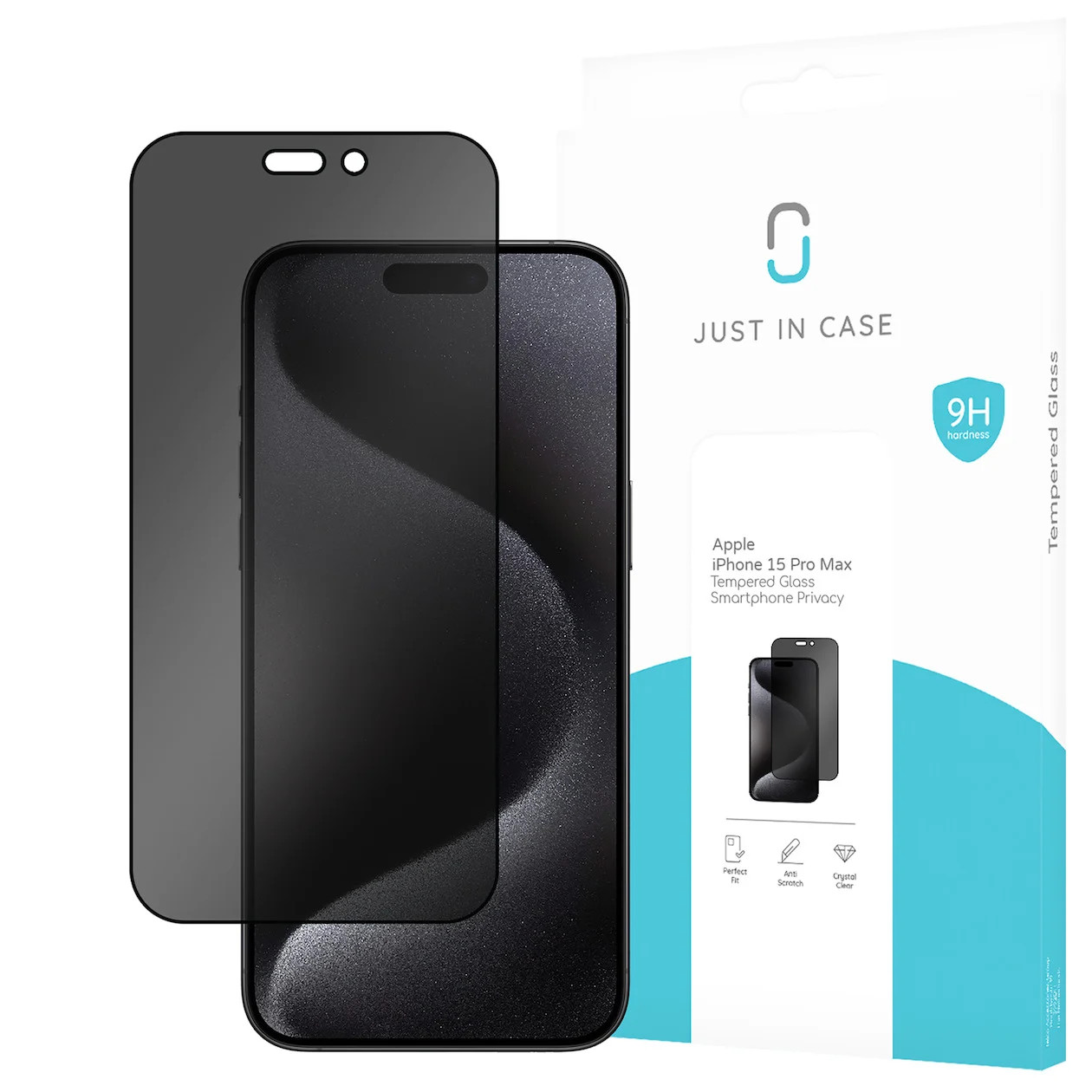 Just in Case Privacy Screenprotector Tempered Glass voor Apple iPhone 15 Pro Max