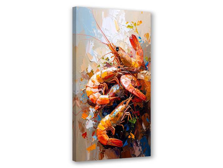 Feeby Leinwandbild Garnele Meeresfrüchte 60x120cm, Beige, Essen/Getränk, Rechteckig, 60x120 cm, Bilder & Rahmen, Bilder, Leinwandbilder