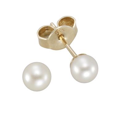 Paar Ohrstecker VIVANCE "585 Gold Perlen 3,5-4mm", gelb (gelb, weiß), Ohrringe, Damen, one-size, Gold