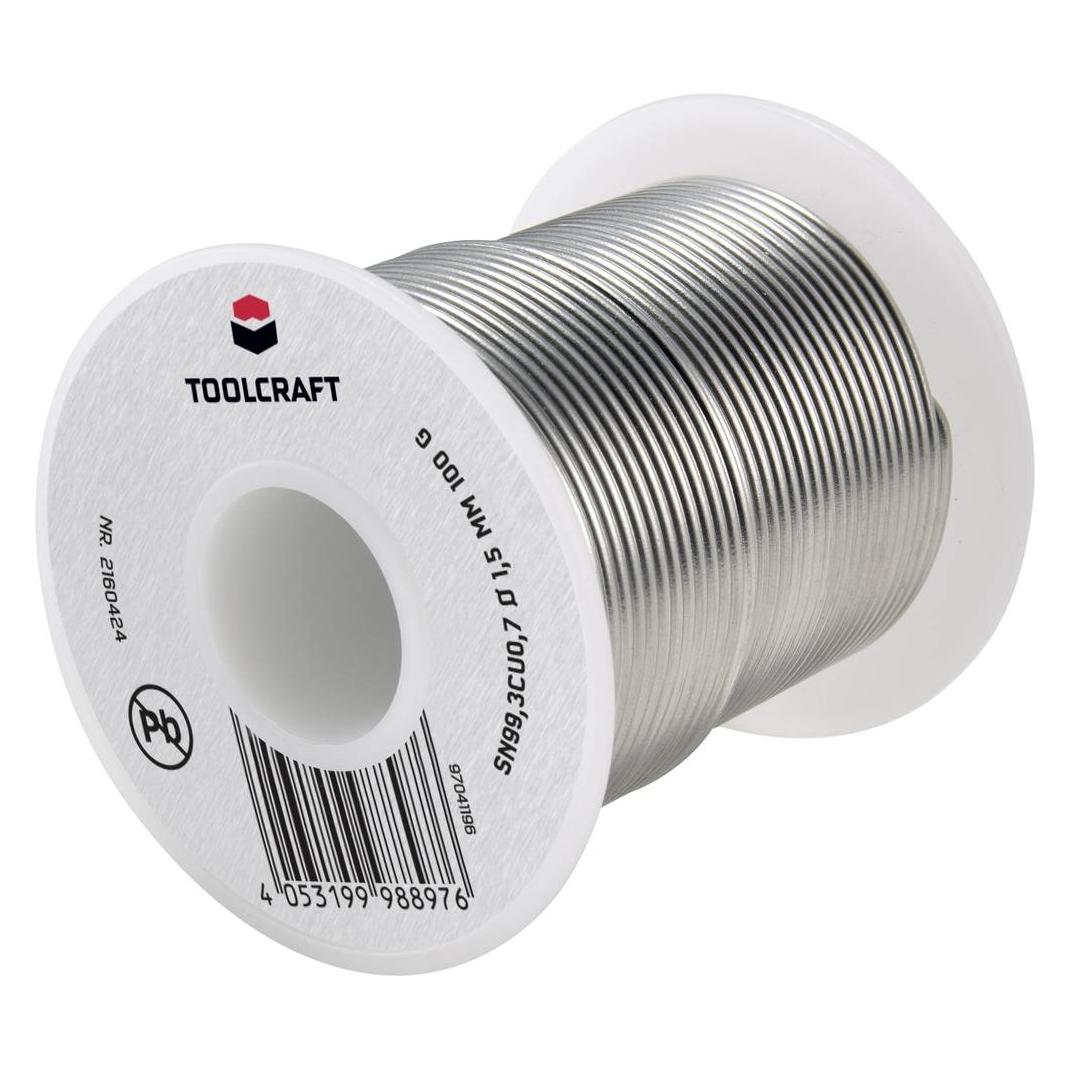 Toolcraft Lötzinn, bleifrei Spule Sn99,3Cu0,7 ROL1 100 g 1.5 mm (Lötzinn) (TO-6481272)