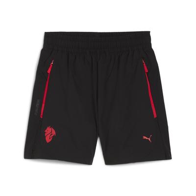 Shorts PUMA "AC Milan PUMATECH Relaxed Gewebte Shorts Jugendliche", Kinder, Gr. 140, Normalgrößen, rot (schwarz for all time rot), Obermaterial: 50% Elastomultiester, 50% Polyester. Taschenfutter: 100% Polyester, unifarben, relaxed fit, Hosen Shorts