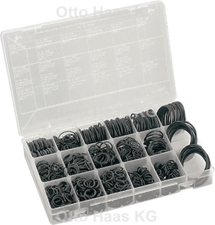 HAAS O-Ring-Sortiment 4144 für Kludi Armatur, 845 Stück, 270x180x2mm, Gummi, transparent