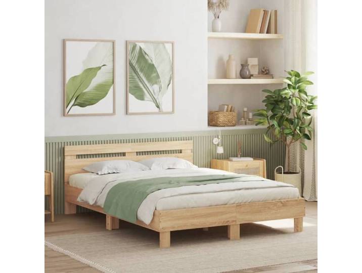 （7451923)Cadre de lit - Lit adulte/enfant Scandinave - chêne sonoma 140x190 cm