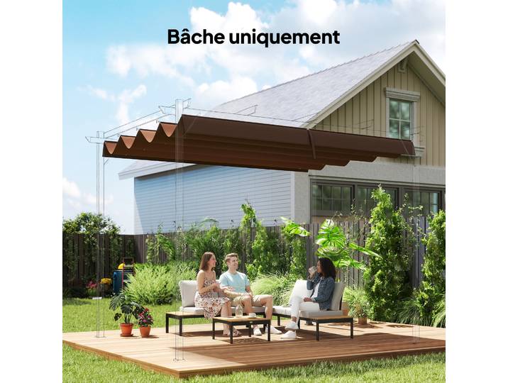 Outsunny Toile Remplacement Pergola 3x2m Anti-UV Café