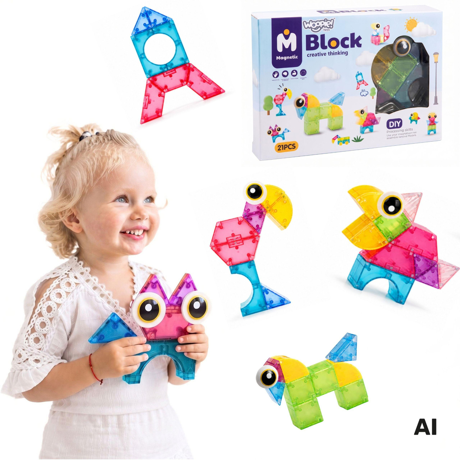 Woopie 21st M Block magnetische blokken - Creatief en educatief 3D speelgoed