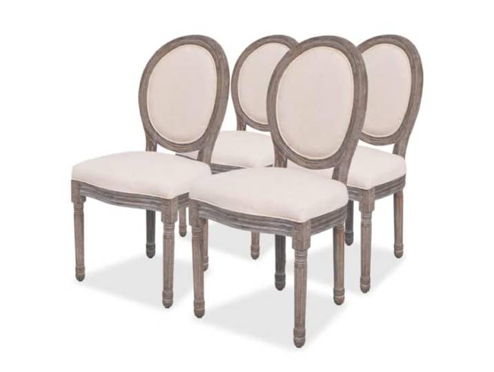 vidaXL Esszimmerstühle 4 STK. Creme Stoff
