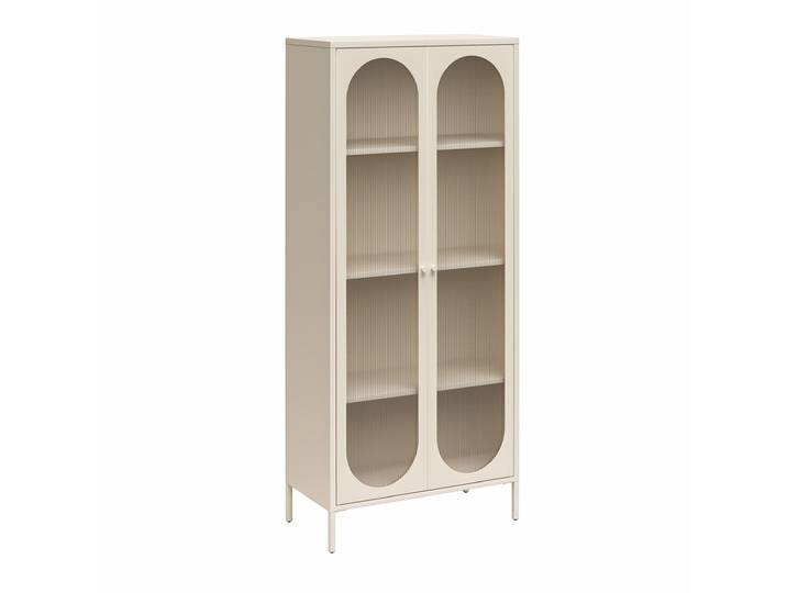 Vitrine LUNA Metall 186 x 80 x 40 cm pulverbeschichtet Pergament