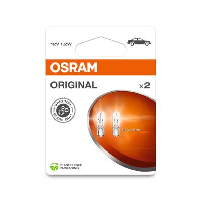 OSRAM Glühlampe, Leseleuchte Original 12V 1,2W Glassockel Doppelblister 2721-2BL