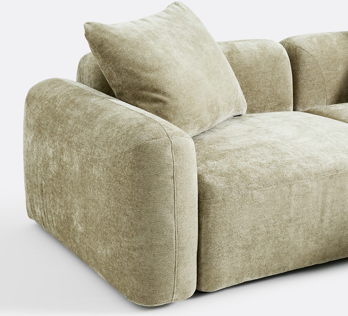 LA REDOUTE INTERIEURS Canapé modulable, d'angle droit, avec méridienne, en chenille épaisse, AMAD