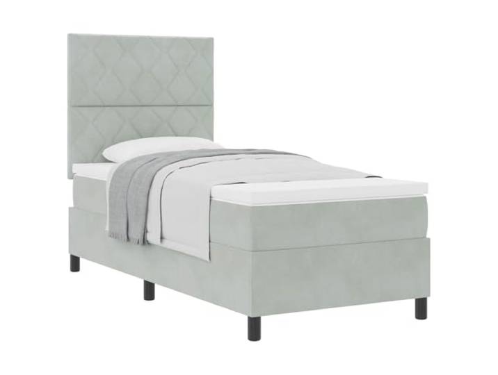 KKgypkn Modernes Boxspringbett 90x190 cm Hellgrau Samt mit Matratze und verstellbarem Kopfteil