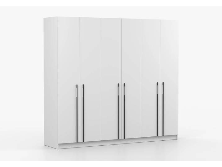 Drehtürenschrank ROSA 6D 230 cm Weiß Weiß Schwarz
