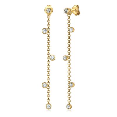 Paar Ohrhänger ELLI "Ohrringe Ohrhänger Ketten Design 925 Silber, mit Kristallen von Swarovski" Gr. 57, gold, Ohrringe, Damen, 57, Silber 925 (Sterlingsilber)
