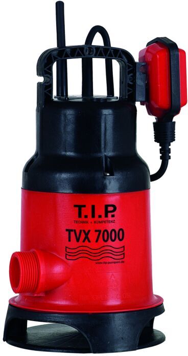 T.I.P. Schmutzwasser Tauchpumpe - 7.000 l/h, 5 m Förderhöhe,  300W, 20mm Korngröße, GFK Gehäuse, VORTEX Laufrad, TVX 7000 30268