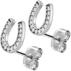 Chirurgenstahl Ohrstecker KRISTALLHUFEISEN
