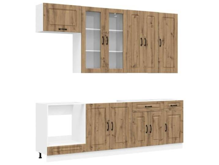 IBUQDDV Kücheneinheit Kalmar 8 STK. Holzwerkstoff Artisan-Eiche Wandbefestigungsgerät,verstellbare Füße,glatte Oberfläche,feuchtes Tuch,Stauraum für Kochgeschirr
