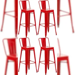 Proregal CHEFGASTRO 4er Set Barhocker ANDES HxBxT 96x44x43cm Metall Rot Barstuhl