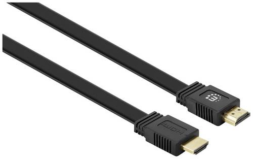 Manhattan HDMI Anschlusskabel HDMI-A Stecker, HDMI-A Stecker 10.00 m Schwarz 355643 4K UHD, doppelt geschirmt, flach, Flache Ausführung HDMI-Kabel