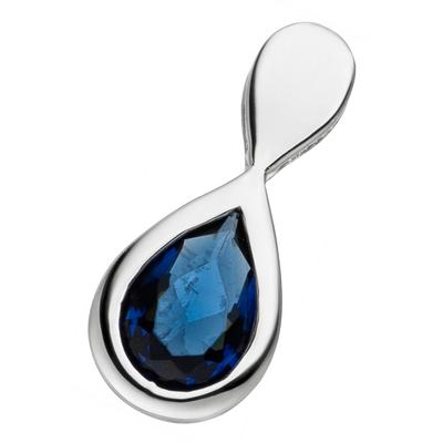 Kettenanhänger JOBO "Anhänger Tropfen", silber (silber 925), Schmuckanhänger, Damen, Silber 925 (Sterlingsilber), Kettenanhänger, 925 Silber mit blauem Glasstein