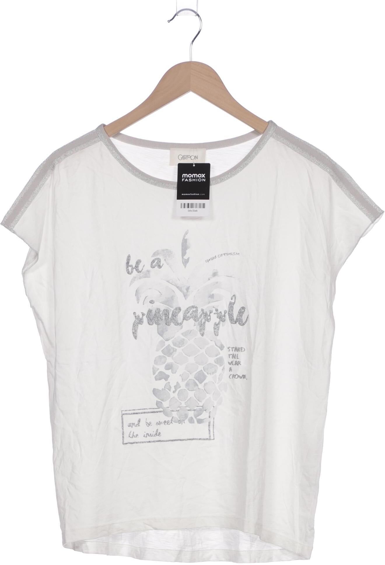 Cartoon Damen T-Shirt, Cremeweiß, Gr. EU 38, Baumwolle / Modal - Second Hand