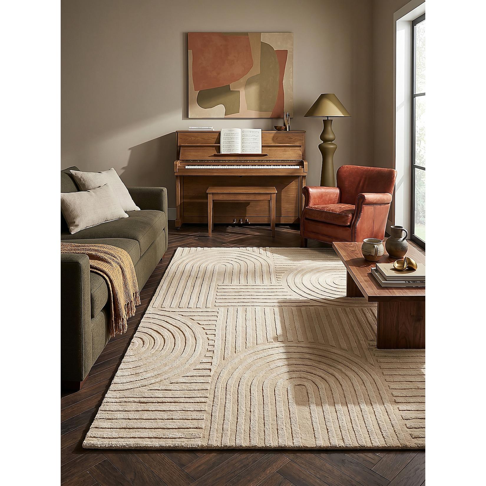 Wollteppich geometrisch Natur 120 x 170 cm - LEVEN Kadima Design