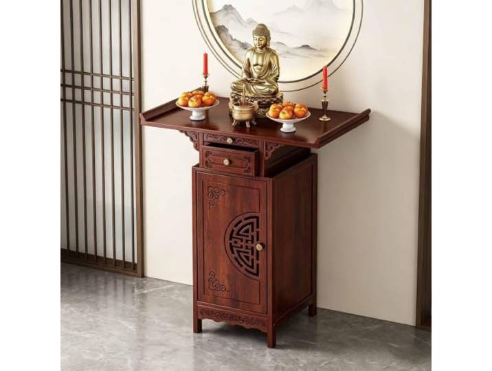 Altartisch Aus Bambus, Altartisch Zur Meditation, Chinesischer Altarschrank Puja-Tisch Für Zuhause, Buddhistisch, Schublade Und Regal, Für Gebete, Wahrsagerei Entspannun，Für Gebet Meditation Puja