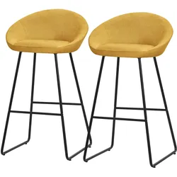 BARHOCKER 2er Set Senf mit Stoffbezug
