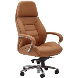 FineBuy, Bürostuhl, Bürostuhl Chefsessel Echtleder Caramel Ergonomisch XXL Drehstuhl 120 kg