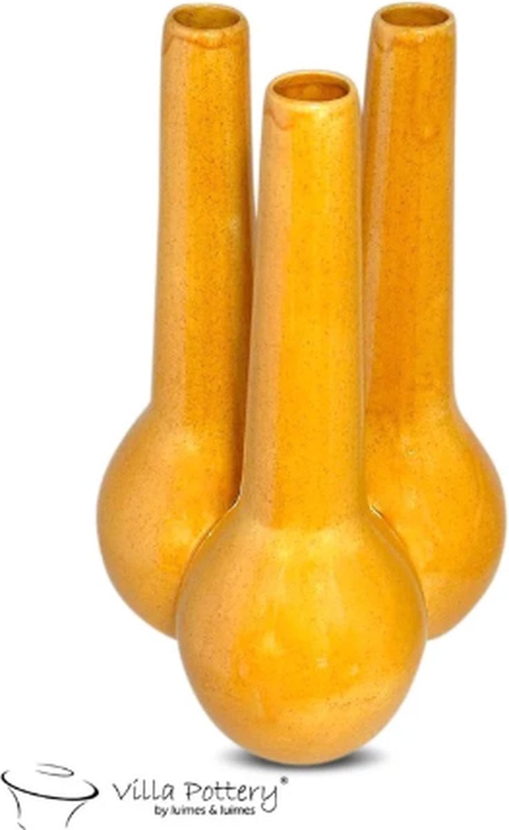 Villa Pottery Keramische Vaas Flowerpower 4_1 Yellow Reactive
