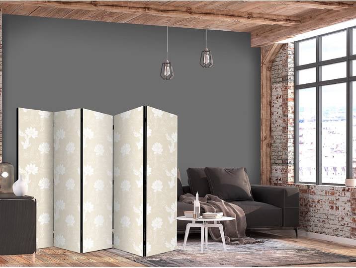 Paravent Fish and Water Lilies 1-seitig Andere Beige 225 x 172cm