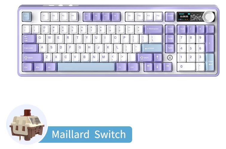 Mechanische Gaming-Tastatur - AK980 V2 - 98 Tasten - Maillard-Schalter - Bluetooth, 2,4 GHz und USB - Hot-Swap-Schalter - 2,9 cm TFT-Farbdisplay