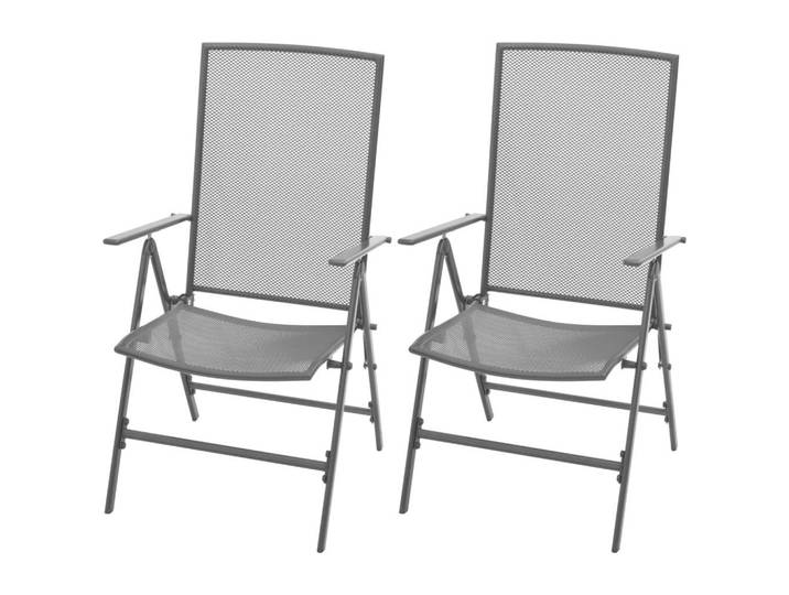 vidaXL Stapelbare Gartenstühle 2er set Stahl Grau, Anthrazit, Metall, Rechteckig, 94x104x57 cm, Gartenmöbel, Gartensessel, Gartenstühle
