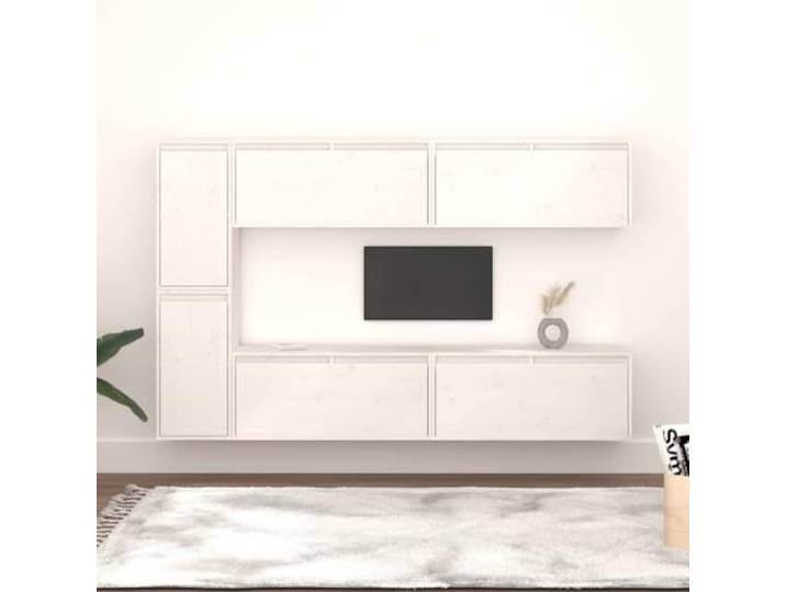 HEFZGDB TV-Schränke 6 STK. Weiß Massivholz Kiefer Hängeschränke Wandschränke für Wohnzimmer, Klassische Designelemente aus Robustem Kiefernholz, Praktische Aufbewahrung für Bücher