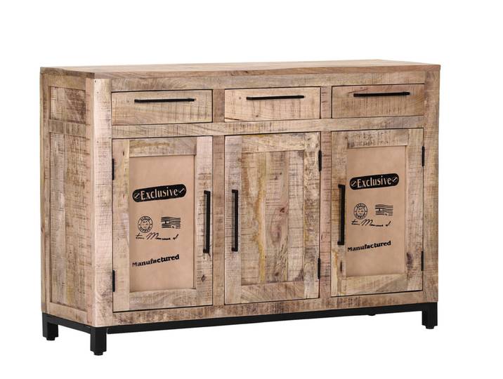 Sideboard CHASE 130 x 86 cm Mango massiv/schwarz