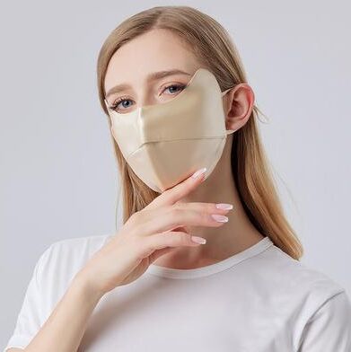 USA Free Shipping Shop Mulberry Silk UV Protection Face Mask & Eye Shield For Women champagne Gold
