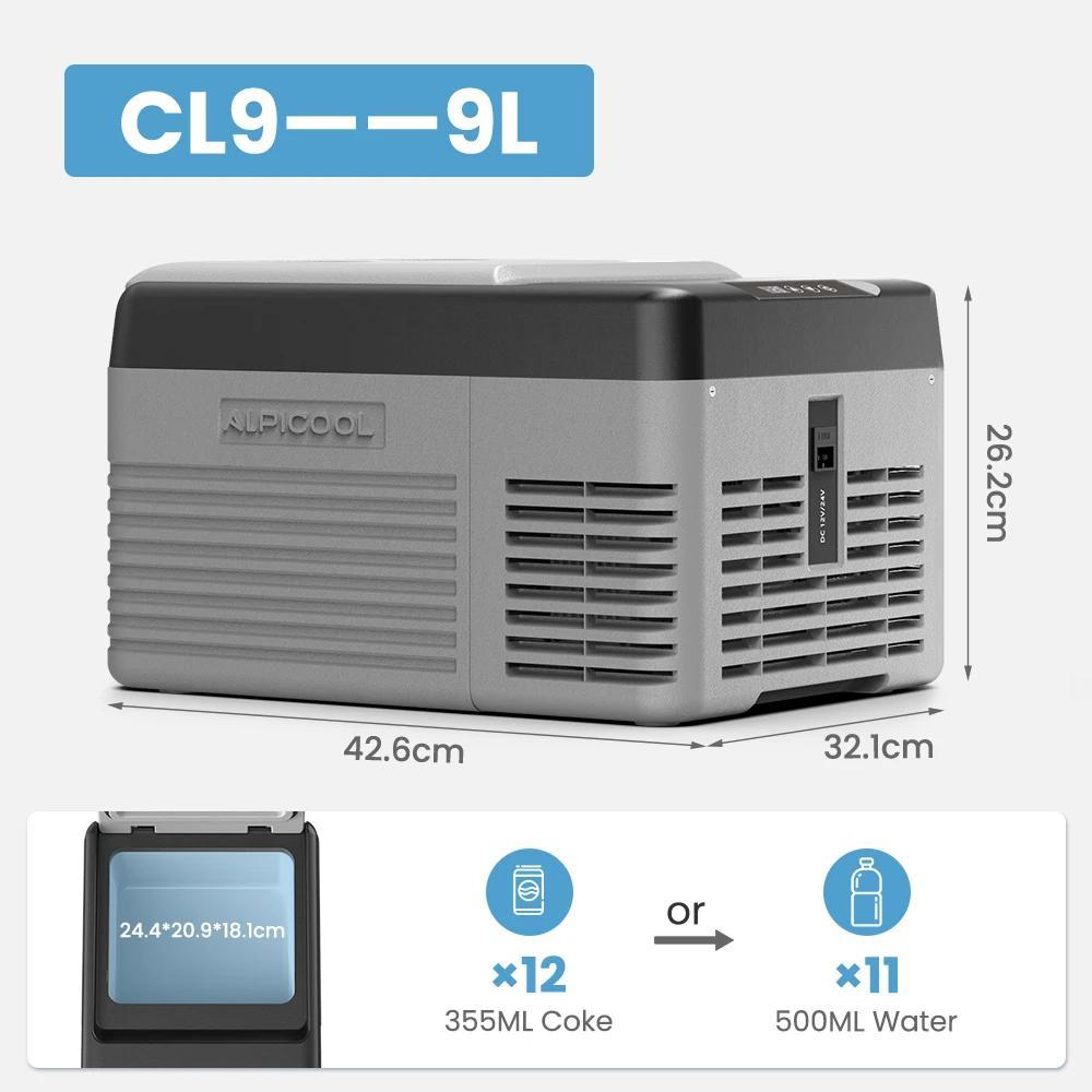 Auto Kühlbox CL9 - Kompressor Kühlschrank Mini Gefrierbox - 9 l Volumen - 12 V - -20 bis 20 °C Temperaturbereich - Tragbare Kühlbox für Camping und Reise