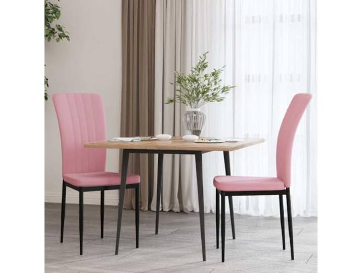 UYPTERF Esszimmerstühle 2 STK. Rosa Samt Samtbezug, Eisenrahmen, Schaumstoffpolsterung, einfache Montage, max. 110 kg pro Sitzplatz