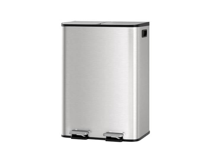RBFGYIOP Mülleimer Küche, 2 x 30 l, Mülltrennsystem 2 Fächer, Treteimer, Metall-Tretmülleimer Mit Griff, Abfalleimer Küche, Soft-Close-Deckel, Luftdicht, Recycelbare Abfälle,Herausnehmbare Inneneimer