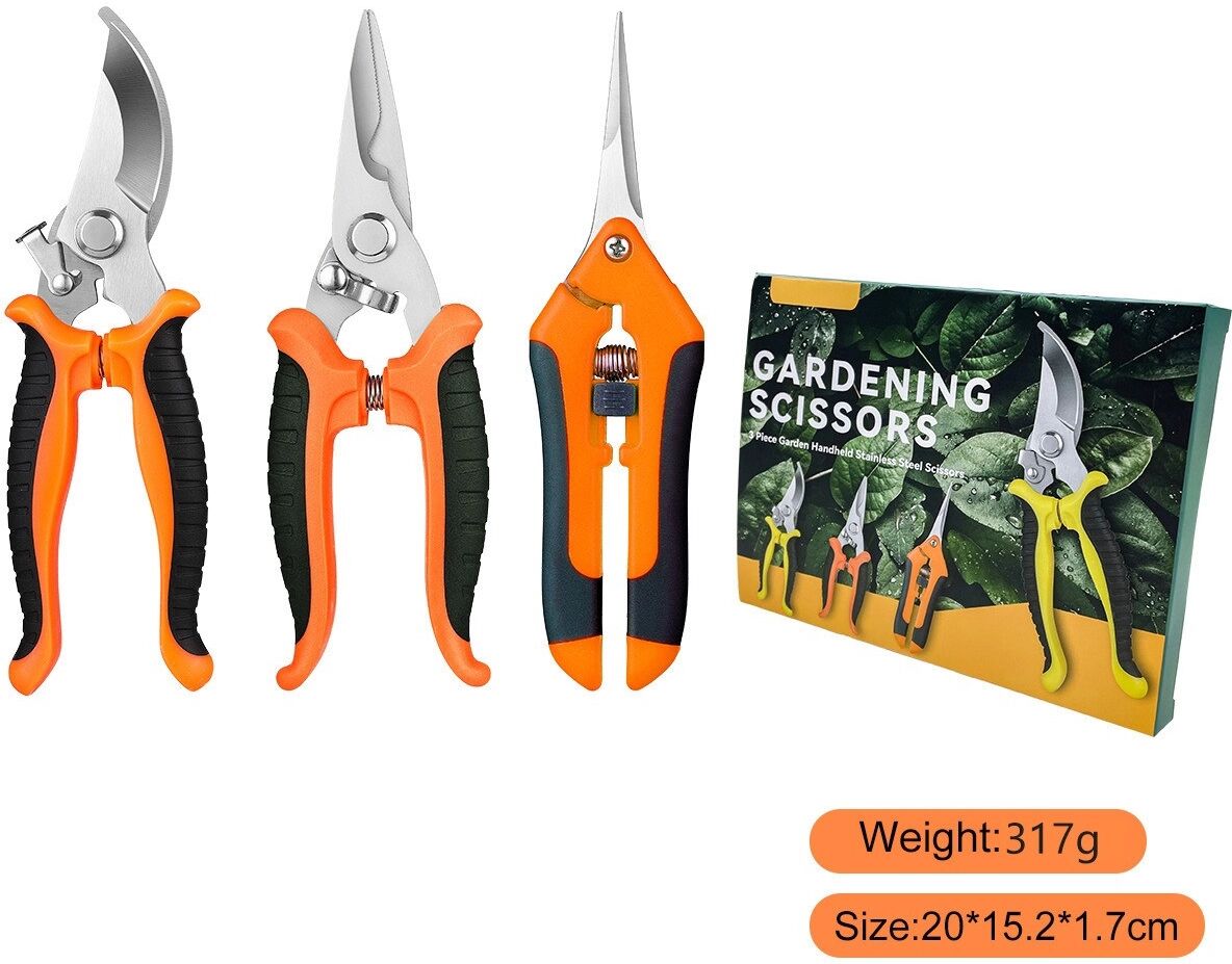 INF PH227 Gartenwerkzeug-Set (Farbbox) Orange - Professionelles Gartenschere-Set Orange