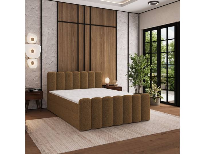 Masseno Boxspringbett CELLA mit Bettkästen 160x200 cm - Orange, QUELLE 17